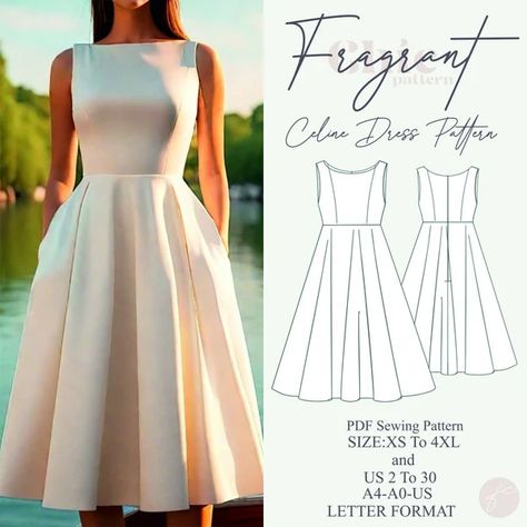 FragrantChicDesign - Etsy South Africa Vintage Dress Wedding, Dress Pdf Pattern, Midi Dress Vintage, Bachelorette Party Dress, Wedding Honeymoon, Wedding Dress Patterns, Dress Patterns Free, Womens Clothing Patterns, Couture Mode