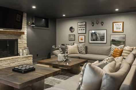 Gray Basement, Basement Colors, Basement Paint Colors, Floor Paint Colors, Dark Basement, Basement Fireplace, Dream Basement, Rustic Basement, Man Cave Basement