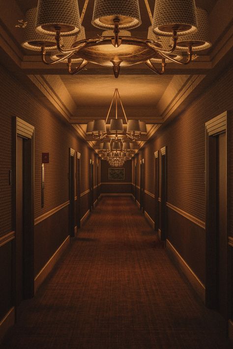 Haunted Hotel Aesthetic, Vintage Hotel Aesthetic, Artworks Aesthetic, Ahs Hotel, Familia Madrigal, Hotel Corridor, Hotel Hallway, Bg Design, Horror Stuff