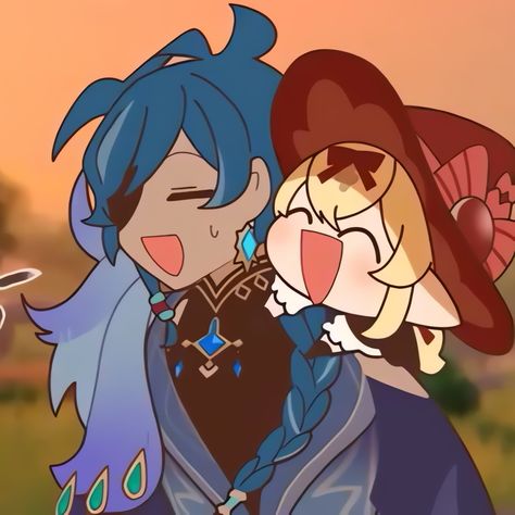 Kaeya And Klee Matching Icons, Klee And Kaeya Fanart, Kaeya And Klee, Kaeya Klee, Prince Kaeya, Pavo Ocellus, Kaeya Icon, Little Sisters, Anime Funny