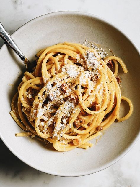 perfect carbonara — italian enough Pasta Alla Carbonara, Sheep Cheese, Carbonara Recipe, Carbonara Pasta, Pasta Shapes, Rice Dishes, Dinner Tonight, Grocery Shop, Main Dish Recipes