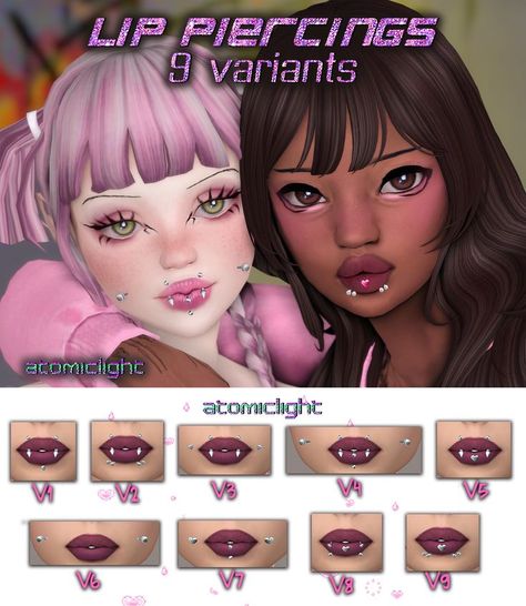 Los Sims 4 Mods, Sims 4 Piercings, Lip Piercings, Sims 4 Cas Mods, Sims 4 Anime, Free Sims 4, Sims 4 Cc Makeup, Sims 4 Game Mods, Sims 4 Body Mods