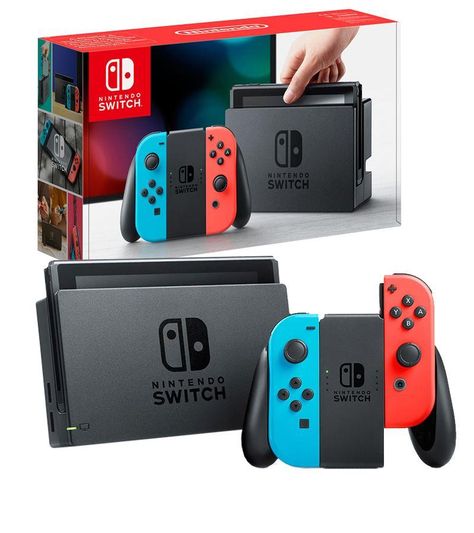 Nintendo Switch System, Nintendo Console, Switch Nintendo, Video Game Systems, Neon Red, Nintendo Switch Games, Donkey Kong, Gaming Console, Neon Blue