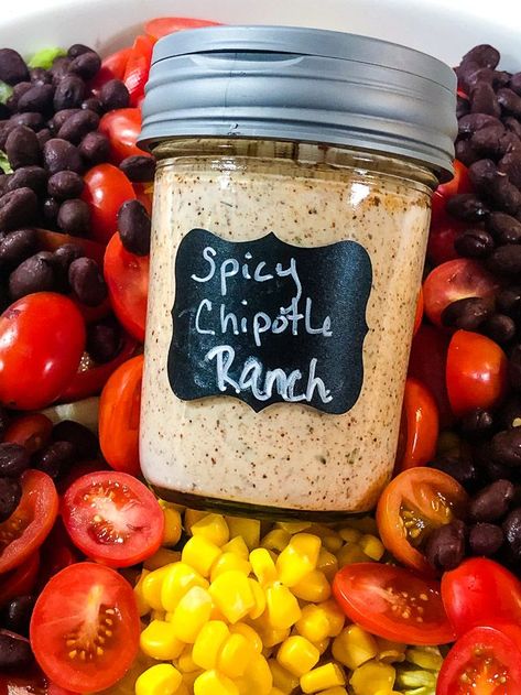 Spice up a bottle of store bought ranch dressing with some chipotle seasoning to make this scrumptious Spicy Chipotle Ranch Dressing. Spicy Ranch Dressing Easy, Chipotle Wrap, Chipotle Ranch Dressing Recipe, Bbq Ribs In Oven, How To Make Ranch, Spicy Ranch Dressing, Spicy Ranch, Chipotle Ranch Dressing, Chicken Flautas