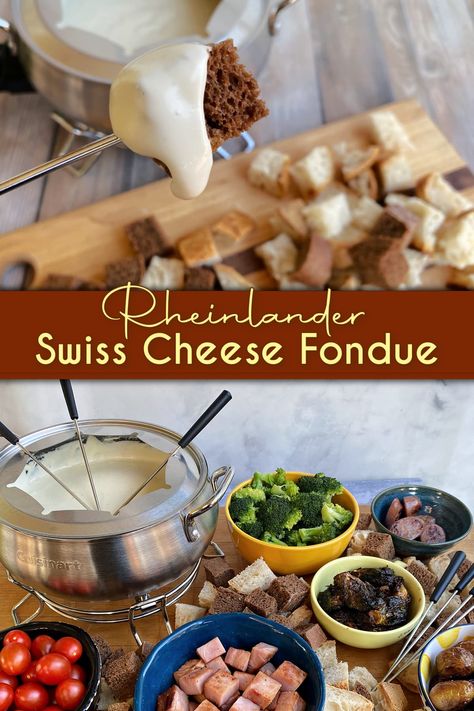 Shrimp Fondue Recipe, Crockpot Fondue, Christmas Fondue, Swiss Cheese Fondue Recipe, Cheese Fondue Dippers, Best Cheese Fondue, Easy Cheese Fondue, Hygge Food, Fondue Dippers