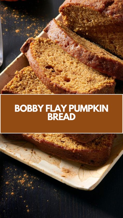 Bobby Flay’s Pumpkin Bread recipe uses simple ingredients like flour, spices, butter, sugar, eggs, and canned pumpkin. It takes about 70 minutes to bake and serves 2 loaves. Bobby Flay Pumpkin Bread, Best Pumpkin Bread Recipe, Canned Pumpkin Recipes, Pumpkin Puree Recipes, Bobby Flay Recipes, Pumpkin Bread Easy, Spice Bread, Pumpkin Bread Recipe, Bobby Flay