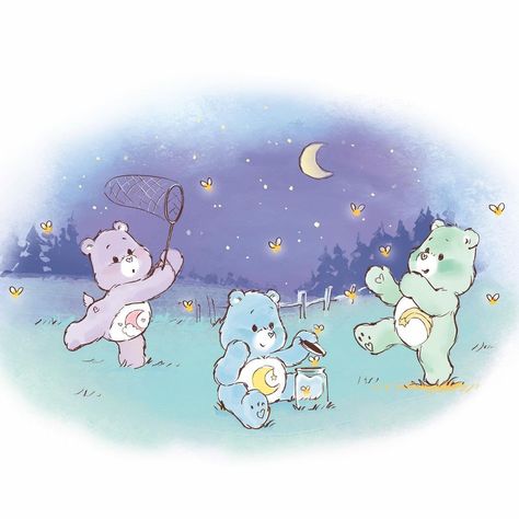 Care Bears Baby on Instagram: “Summer nights under the stars with your friends are always the best! Sweet Dreams, Bedtime, and Wish bear all love to catch fire flies!…” Fire Flies, Care Bears Vintage, Bear Theme, 80s Cartoons, Bear Wallpaper, Bear Art, Care Bear, All Love, Care Bears