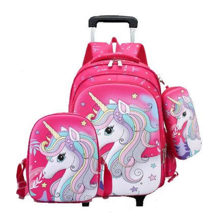 Trolley School Bag Big Wheel Set New Design 3 In 1 Unicorn Trolley School Backpack Bag Set With Wheels - Buy School Bag With Stair Climbing Wheels,Kids School Bag With Wheels For Girls,School Trolley Bags Big Wheel Product on Alibaba.com Pink Bags For School, School Bags With Wheels, Childrens Luggage, Stair Climbing, Cabin Bed, Kids Headphones, Rolling Backpack, Backpack With Wheels, Hiking Bag