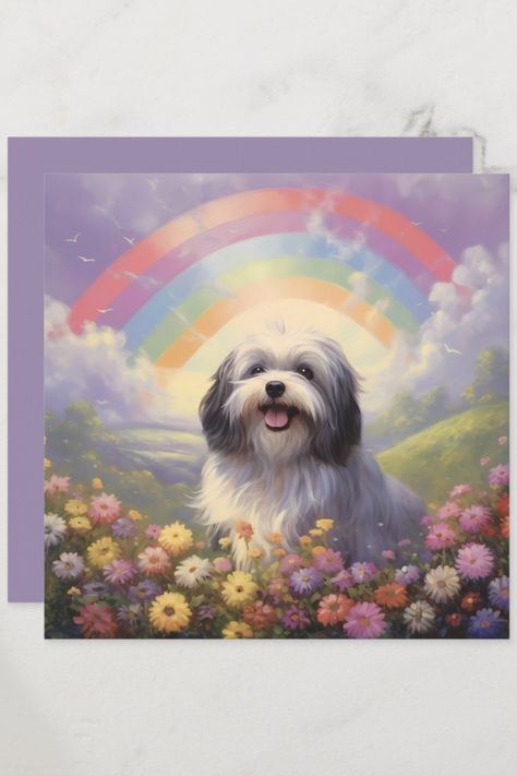 Havanese Rainbow Bridge Custom Name Dog Sympathy Card Dog Heaven Painting, Heaven Painting, Dog Sympathy Card, Havanese Dog, Dog Sympathy, Dog Heaven, Havanese Dogs, Sympathy Card, Beautiful Painting