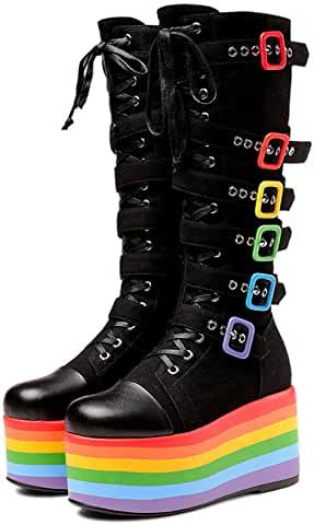 Amazon.com: gothic boots - International Shipping Eligible: Clothing, Shoes & Jewelry Cos Shoes, Goth Boots, Gothic Boots, Women's Motorcycle Boots, Buy Boots, High Wedges, High Heel Wedges, Cosplay Shoes, Estilo Punk