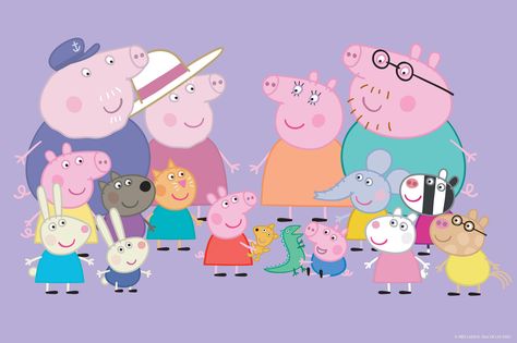 Friends and Family by Peppa Painting Print on Wrapped Canvas Peppa Pig Background, Peppa Pig Painting, Peppa Pig Imagenes, Danny Dog, Peppa Pig Teddy, Rebecca Rabbit, Pepper Pig, Peppa Pig Wallpaper, Pig Birthday Cakes