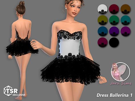 The Sims Resource - Dress Ballerina 1 Short Princess Dress, Bad Clothes, Short Long Dresses, Tumblr Sims 4, Sims 4 Gameplay, Sims 4 Teen, Ballet Clothes, Sims 4 Dresses, Ballerina Dress