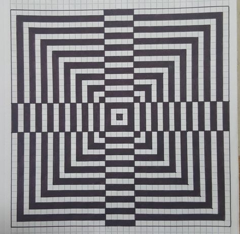 Opt Art, Optical Illusion Drawing, Graph Paper Designs, Illusion Drawings, Learn Watercolor Painting, Graph Paper Drawings, 3d Art Drawing, Simple Tattoo Designs, Zen Doodle Art