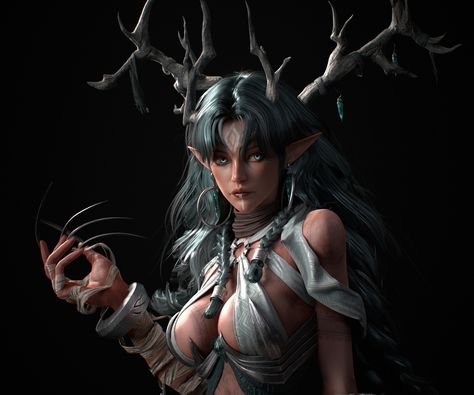 ArtStation - Forest witch Dungeons And Dragons Rules, Witch Characters, Forest Witch, Elf Art, Character Ideas, Thanks For Watching, Fantasy Artwork, Zbrush, Fantasy Creatures