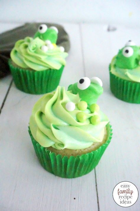 Princess Tiana Cupcakes Perfect for a Disney Party, These Princess Tiana Cupcakes are perfect for a Disney themed party or just a simple movie night at home. Adorable and fun, these are a delicious treat! You can make cute Frog Cupcakes for a spring theme too, Princess and the Frog Cupcakes are adorable Frog Dessert Ideas, Frog Cupcakes Ideas, Tiana Cupcakes, Pond Cupcakes, Frog Desserts, Kids Cupcakes Ideas, Princess And The Frog Cupcakes, Frog Dessert, Frog Party Decorations