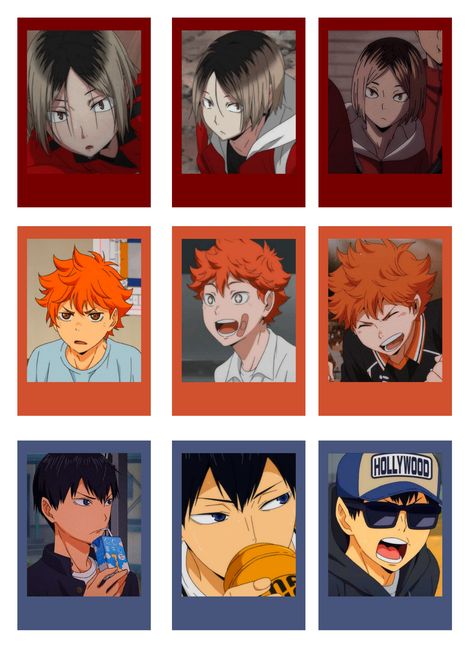 Anime Diys, Haikyuu Yachi, Anime Decals, Anime Journal, Anime Paper, Anime Printables, Anime Decor, Polaroid Pictures, Anime Crafts