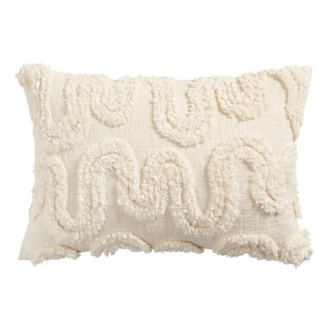 Tufted Wave Lumbar Pillow | World Market Collage Material, Applique Cushions, Barker And Stonehouse, Soft Waves, Lumbar Throw Pillow, Toss Pillows, Dream Bedroom, World Market, My New Room