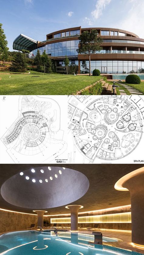 Circular Hotel Plan, Round Architecture Design, Hotels Plans Architecture, Hotel Plans Architecture, Spa Architecture Design, Spa Plan Architecture Spas, Spa Plan Architecture, Spa Design Plan, Hotel Design Architecture Concept