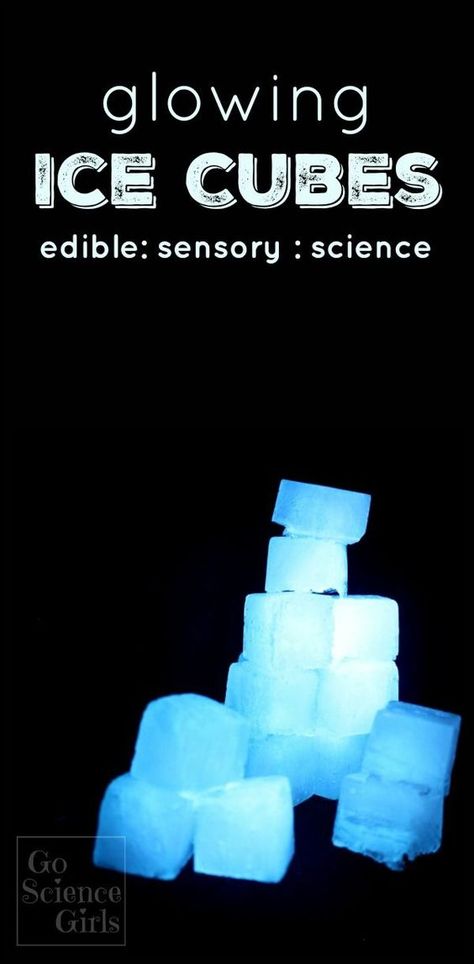 How to make (edible) glowing ice cubes! Great idea for open-ended sensory play for kids, and did I mention, they glow??? Cool.... Edible Sensory, Sensory Science, Science Girl, Cool Science Facts, Science Party, Science Activities For Kids, Kids Sensory, Preschool Science, Science Facts