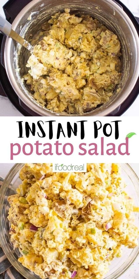 You will fall in love with making Instant Pot potato salad, and you will fall hard. This one-pot pressure cooker potato salad recipe has EVERYTHING you love in a creamy, tangy, zesty classic potato salad, but made with half the effort. Bonus points for not having to wait for potatoes to boil! Instapot Potato Salad, Instant Pot Potato Salad, Pressure Cooker Potatoes, Classic Potato Salad, Easy Potato Salad, Creamy Potato Salad, Potato Salad Recipe, Healthy Instant Pot Recipes, Instant Pot Recipes Chicken