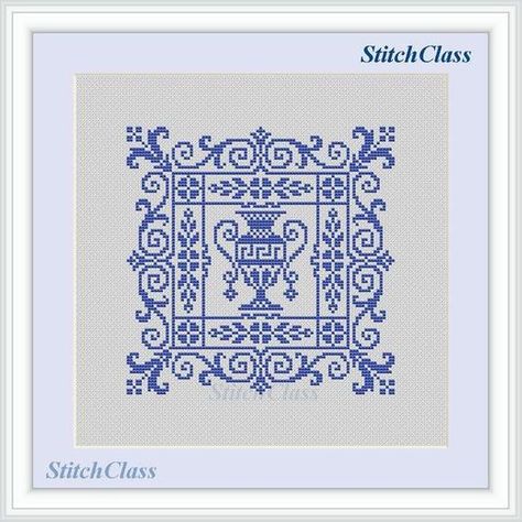 Counted Cross Stitch Pattern PDF greek vase with floral ornament monochrome CrossStitch Patterns Ins Greek Cross Stitch, Vase Illustration, Gift Pictures, Greek Vase, Glass Vase Decor, Design For Embroidery, Geometric Vases, Paper Vase, Greek Vases