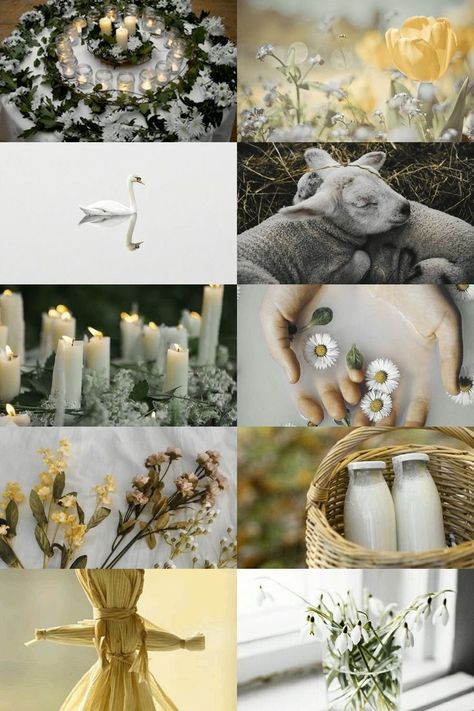 Beautiful decoration and altar ideas for Imbolc Spring Equinox Ritual, Imbolc Ritual, Samhain Ritual, Pagan Holidays, Princess Dance, The Wheel Of The Year, St Brigid, Hedge Witch, Spring Equinox