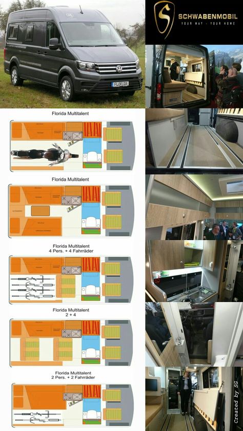 Crafter 2 camper  by  schwabenmobil Crafter Camper Conversion, Vw Crafter Camper, Van Layouts, Van Interiors, Best Campervan, Trailer Life, Vw Crafter, Mini Camper, Campervan Interior