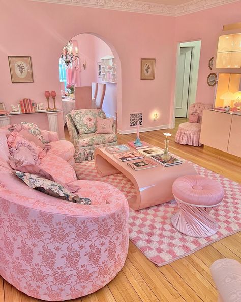 Pink tufted chairs, pink sofa, pink satin ottomans, pink checkered rug, pink mushroom lamp, carousel pony, 80s doll house, girly, vintage Barbie, pink, shabby chic, tea party, pink ruffle curtains, pink lips phone, vintage pink light up hutch, heart chair, pink champagne Bedroom 80s, 80s Room Aesthetic, 90s Bedroom, 80s Bedroom Aesthetic, 80s Room, Barbie Bedroom, 80s Bedroom, Bedroom Girl, Bedroom Teen