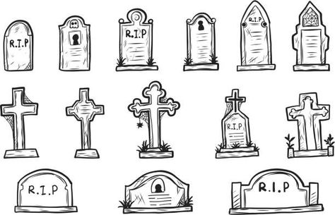 Tombstone Doodle, Grave Yard Tattoos Designs, Grave Drawing Easy, Grave Yard Tattoos, Grave Doodle, Tombstones Design, Grave Stone Drawing, Headstone Tattoo, Gravestone Drawing