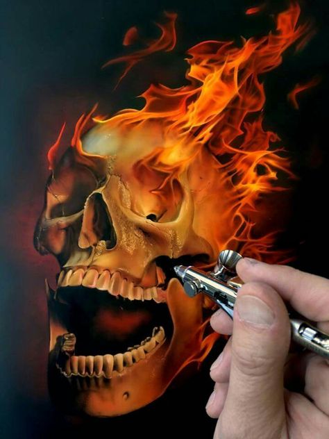 Air Brush Art Ideas, Airbrush Art Ideas, Air Brush Art, Airbrush Skull, Motorcycle Art Painting, Custom Motorcycle Paint Jobs, Skull Reference, Motorcycle Paint Jobs, Andermatt