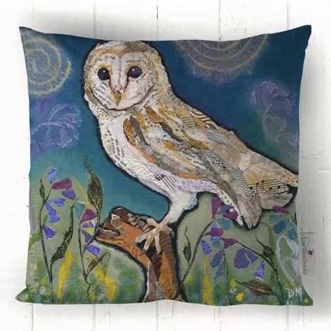 Owl Cushion, Owl Lamp, Eagle Bird, Paper Artwork, Owl Design, Barn Owl, Cushion Design, Paint Designs, Gift Shop