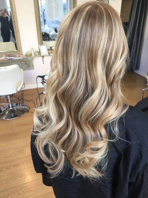 Light Blonde On Brown Hair, Balayage Blonde On Dark Hair, Blonde Highlights On Top Only, Blonde Foils On Blonde Hair, Light Brown Hair With Full Highlights, Brown Hair With Full Blonde Highlights, High Light Hair Color Ideas, Dorty Blonde With Highlights, High Light Hair Blonde