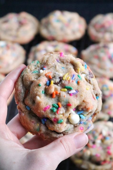 The only thing better than a chewy chocolate chip cookie is a chewy chocolate cookie with both semisweet and white chocolate chips and plenty of rainbow sprinkles to go around! Sprinkle Cookies Recipe, Chewy Chocolate Cookies, White Chocolate Chip, Chippers, White Chocolate Chip Cookies, Sprinkle Cookies, Chewy Chocolate Chip, Chewy Chocolate Chip Cookies, Rainbow Sprinkles