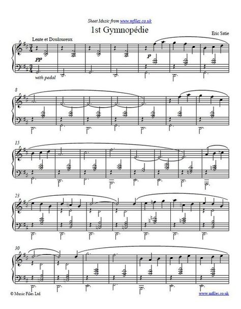 erik satie gymnopedie no.1 Eric Satie, Erik Satie, Classical Sheet Music, Wedding Dance Songs, Download Sheet Music, The Melody, Wedding Services, Music School, Joy Division