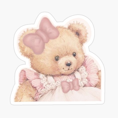 Get my art printed on awesome products. Support me at Redbubble #RBandME: https://www.redbubble.com/i/sticker/Coquette-Bear-with-Bows-by-prettiness-at/157491049.EJUG5?asc=u Bears Stickers, Couqutte Stickers Png, Coquette Stickers Png Transparent, Cute Coquette Stickers, Coquette Stickers Printable Pink, Teddy Bear Sticker, Coquette Stickers Png, Bear Sticker, Sticker For Laptop