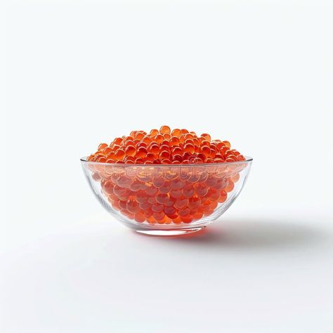 Bowl of red caviar isolated on white background, close up stock image Orange Caviar, Rose Caviar, Caviar Photography, Caviar Pearls, Caviar Spoon, Red Caviar, Vector Pattern, Close Up, White Background