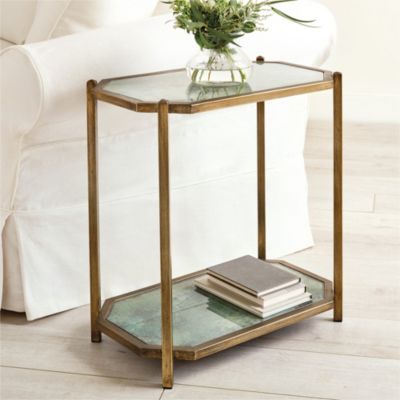 Rectangle Side Table, Small Accent Tables, Glass Side Tables, Small Side Table, Small Sofa, Living Room Spaces, Coffee Table Accents, Ballard Designs, Coffee Table Setting