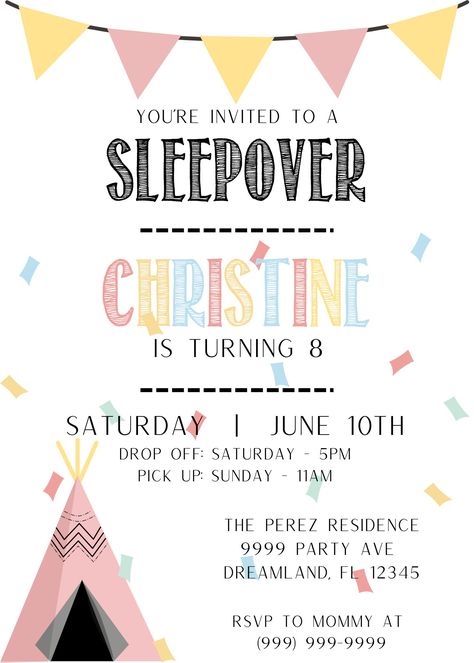 Excited to share the latest addition to my #etsy shop: CUSTOM BIRTHDAY - Sleepover Party Teepee, Birthday Party Invitation, Girl Birthday Party, Teepee Sleepover https://etsy.me/42pKulc #pink #birthday #girlbirthday #partyinvitation #teepeebirthday #sleepoverteepee #bi Teepee Birthday Party, Sleepover Invitation, Teepee Sleepover, Sleepover Invitations, Birthday Sleepover, Sleepover Birthday Parties, Girl Sleepover, Sleepover Party, Girl Birthday Party