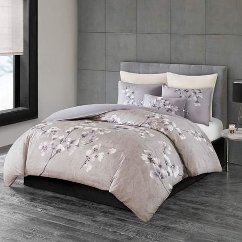 Natori N Sakura Blossom 3-piece Duvet Cover Set Girly Bedding, Farah Merhi, Cotton Comforter Set, Apartment Hacks, Lilac Blossom, King Duvet Cover Sets, Cottage Charm, King Comforter Sets, King Pillows