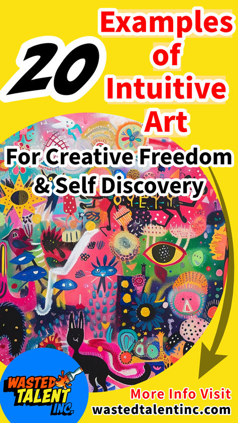 Discover 20 Intuitive Art Examples To Inspire Creative Freedom and Self-Discovery and Learn all there is to know about intuitive art and spiritual art | Art Ideas | Art Ideas for Beginners | Intuitive art ideas | Intuitive art spiritual | Intuitive art examples | Intuitive artists | Intuitive painting | Intuitive painting inspiration | intuitive paint | intuitive painting ideas | automatic painting | painting ideas | art ideas | abstract art | abstract painting | wasted talent inc Art That Makes You Feel Something, Freestyle Painting Ideas, Spiritual Art Ideas, Intuitive Art Ideas, Self Discovery Art, Intuitive Abstract Painting, Abstract Art Prompts, Intuitive Watercolor Painting, Intuitive Art Spiritual