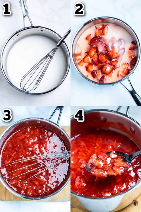 Homemade Strawberry Cake Filling is incredibly easy to make with only a few simple ingredients and almost no prep time, made with fresh strawberries, sugar, water, lemon juice, and cornstarch, ready in only 20 minutes! Fruit Cake Filling Recipes Easy, Homemade Strawberry Filling For Cake, How To Make Strawberry Filling For Cake, Strawberry Jam For Cake Filling, Lemon Cake With Strawberry Filling, Strawberry Cake Filling Recipes Easy, Strawberry Cake Filling Recipes, Fresh Strawberry Cake Filling, Strawberry Filling For Cake