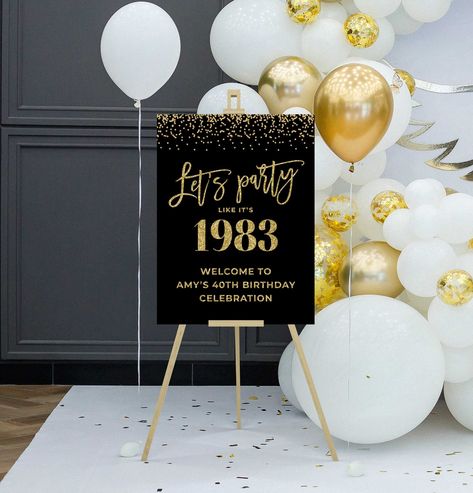 Welcome To 50th Birthday Party Sign, 40th Birthday Welcome Sign, 60th Birthday Signs, Party Decorations Black And Gold, Birthday Party Decorations Black, Party Decorations Black, Foam Board Sign, 40th Birthday Party Decorations, Fifty Birthday