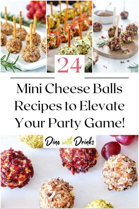 Collage of 4 mini cheese balls recipes. Individual Cheese Balls Minis, Cheese Ball Bites Recipes, Savory Bite Size Appetizers, Tiny Cheese Balls, Mini Cheeseball Appetizers, Miniature Cheese Balls, Christmas Mini Cheese Balls, Mini Cream Cheese Balls, Small Cheese Balls