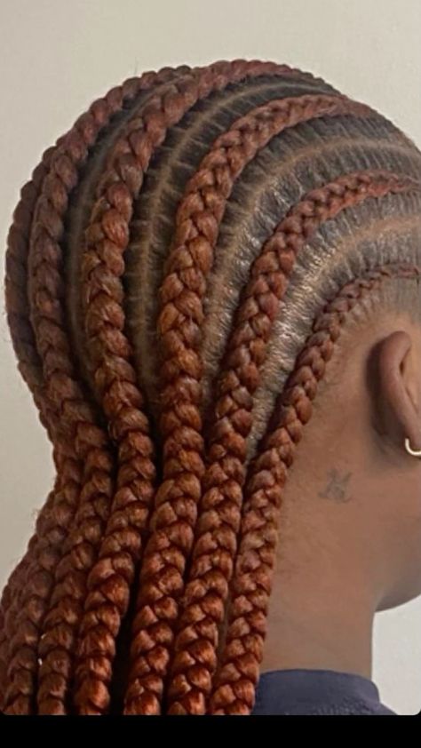 Scalp Braids For Black Women With Color, Colored Cornrows Black Women, Braid Styles For Black Women Cornrows, Copper Cornrows Braids, Coloured Cornrows, Braids Cornrows Black Women, Model Cornrows, Colored Cornrows, Ginger Cornrows