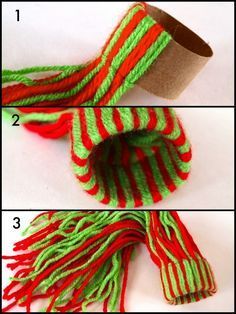 Toilet Paper Rolls Craft, Yarns Ornaments, Christmas Toilet Paper, Hat Ornament, Easy Christmas Ornaments, Toilet Paper Crafts, Christmas Yarn, Yarn Hats, Toilet Paper Rolls