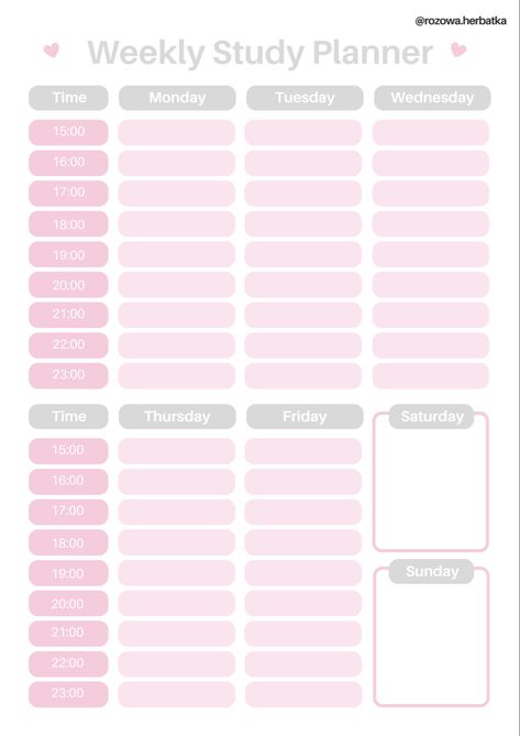 weekly study planner tik tok:@rozowa.herbatka #tiktok #aesthetic #coquette #weekly #planner Coquette Study Aesthetic, Weekly Schedule Template Aesthetic, Scedules Ideas Aesthetic, Weekly Schedule Aesthetic, School Organization Aesthetic, Study Planner Aesthetic, Coquette Studying, Aesthetic Study Planner, Coquette Planner