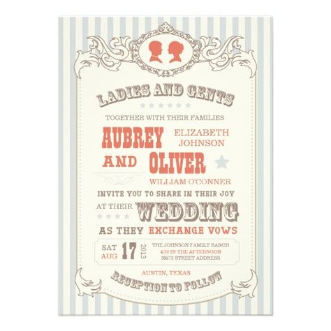 Vintage Carnival Wedding Invitation Carnival Wedding Invitations, Vintage Carnival Theme, Carnival Wedding Theme, Vintage Carnival Wedding, Bachelor Party Invitations, Rehearsal Invitations, Circus Wedding, Carnival Wedding, Couples Shower Invitations