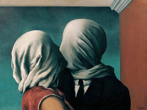 The Lovers II, 1928 by Rene Magritte - MOMA, Museum of Modern Art, New York, USA Famous Art Paintings, René Magritte, Famous Artwork, Rene Magritte, The Lovers, Wow Art, Historical Art, Famous Art, Core Values