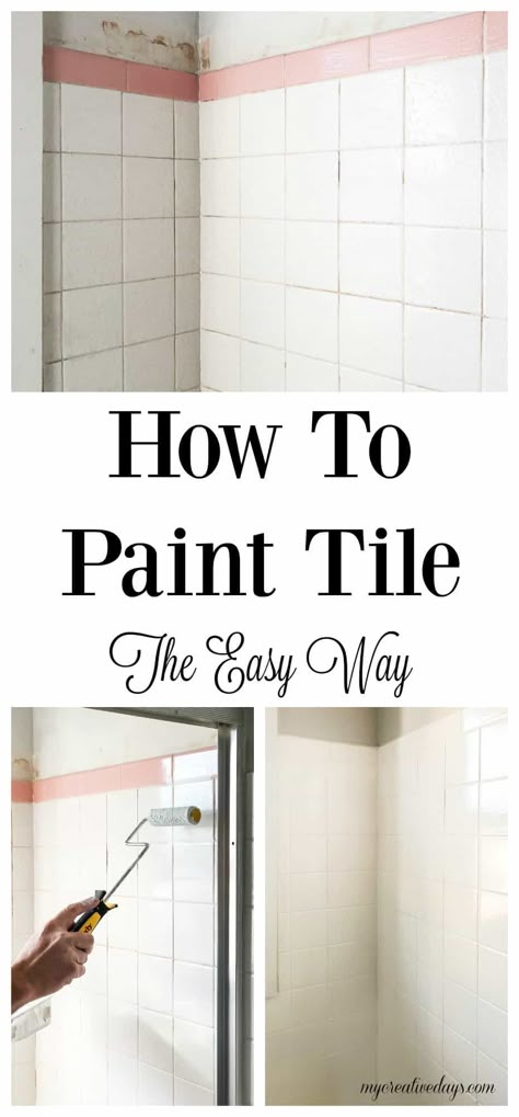 Want to change tile in your home without spending a lot of money? How To Paint Tile The Easy Way will save money and time and have your tile looking new! Painting Over Tiles, Bathroom Tile Diy, Painting Bathroom Tiles, Bathroom Renovation Diy, Bathroom Diy Ideas, Paint Tile, Architecture Renovation, Diy Bathroom Makeover, Painting Ceramic Tiles