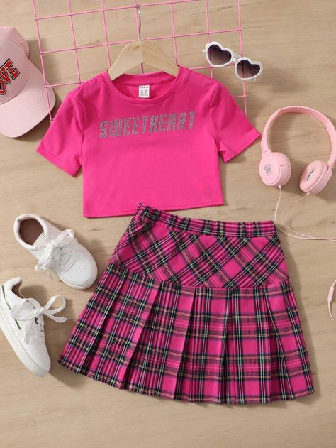 Summer Outfits For Kids, Tartan Pleated Skirt, Adrette Outfits, Shein Kids, Boys And Girls Clothes, Cute Dress Outfits, Clothes For Kids, Easy Trendy Outfits